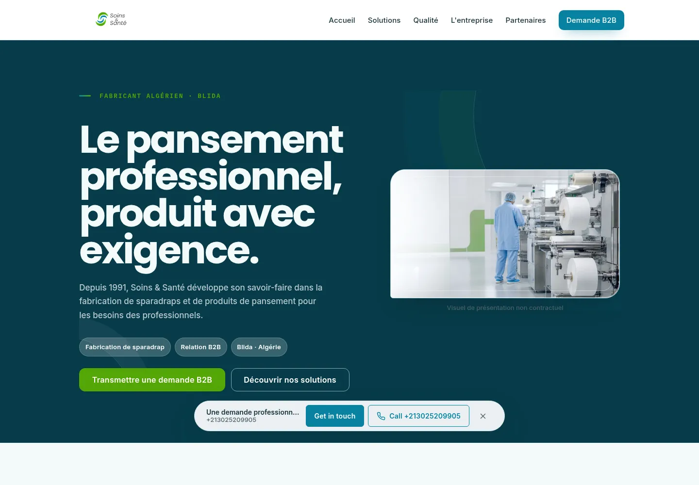 La page d’accueil du site Soins et Santé